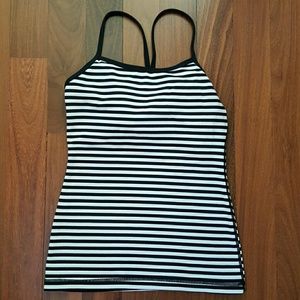 Lululemon Black and White Striped Power Y Tank
